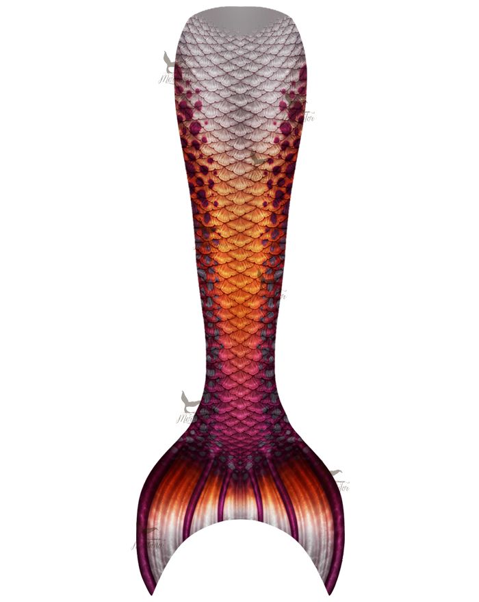 Raspberry Orange Cascade Adult Guppy Mermaid Tail Skin