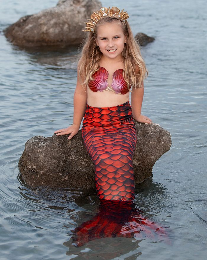 Kids Red Sea Guppy Mermaid Tail Skin