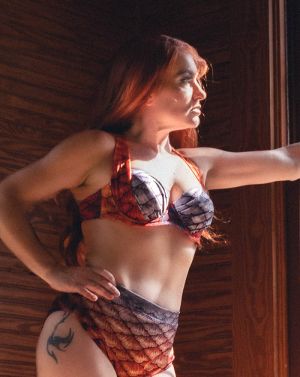 Raspberry Orange Cascade Aphrodite Bikini Top