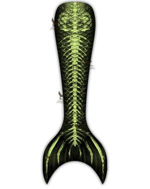Fluorescent Green Fish Bones Grotto Kids Guppy Mermaid Tail Skin