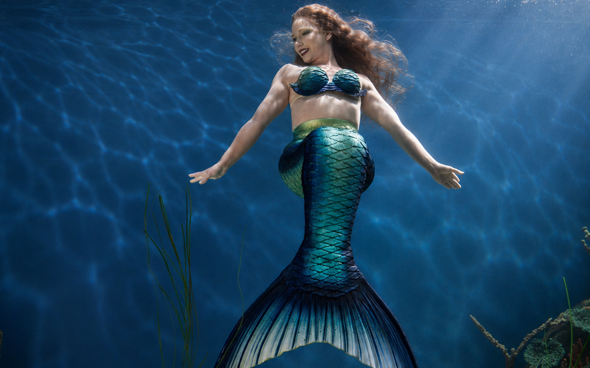 Mertailor underwater mermaid performer in Florida aquarium