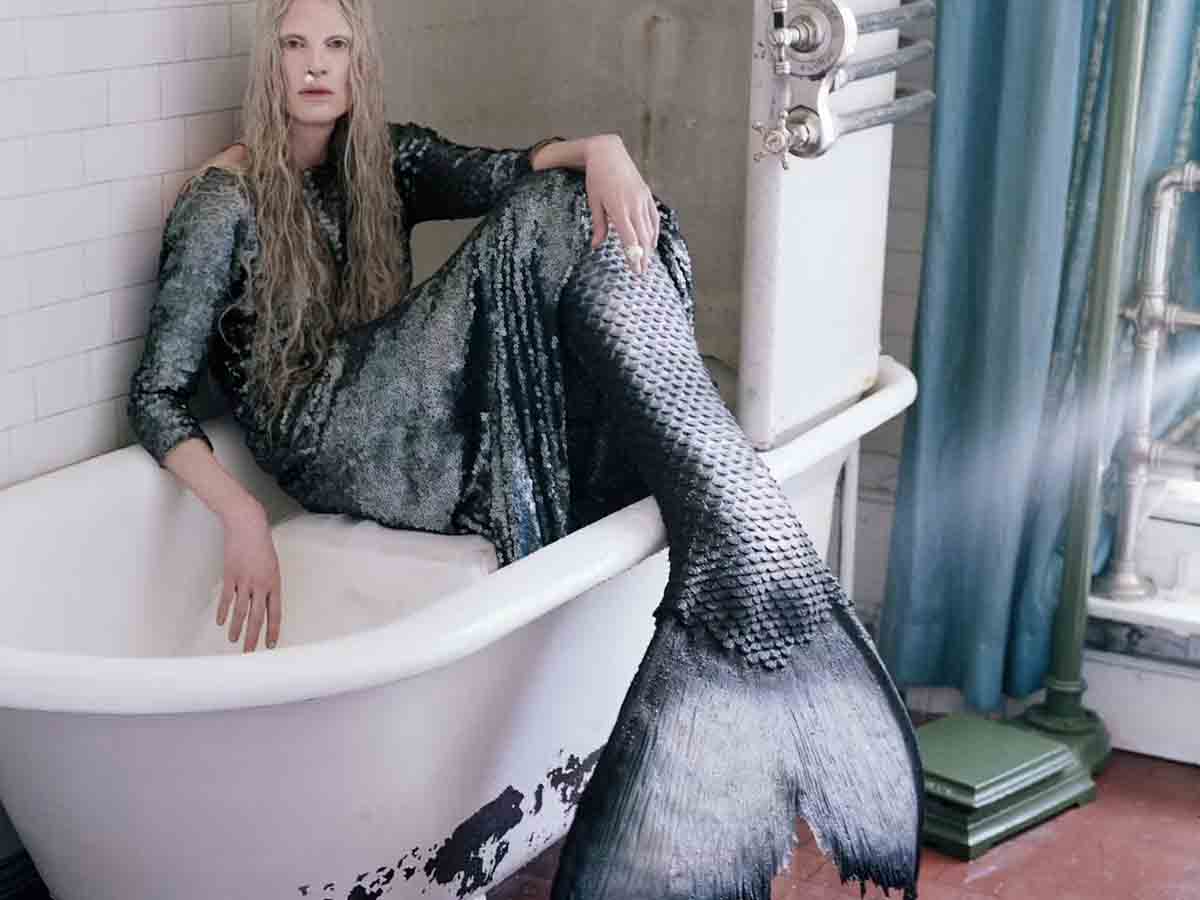 Mertailor mermaid tail created for W Magazine Tim Walker editorial