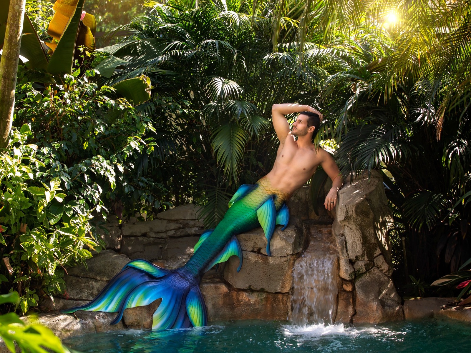 Eric Ducharme wearing his signature Mertailor silicone mermaid tail