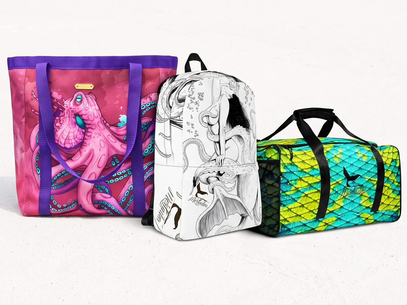Mertailor mermaid handbags backpacks and duffle bags